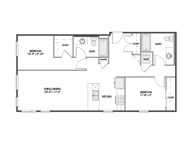 C4b floor plan, 2 Bedroom, 2 Bathroom at AMLI Spring District apartments