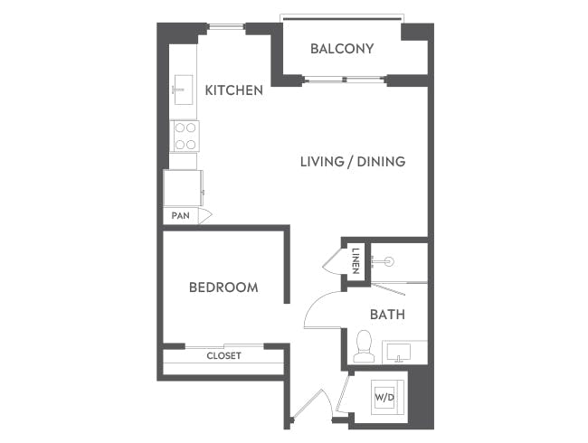 E2 floor plan, Studio, 1 Bathroom at AMLI Midtown 29 apartments