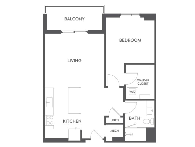 A3d floor plan, 1 Bedroom, 1 Bathroom at AMLI Midtown 29 apartments