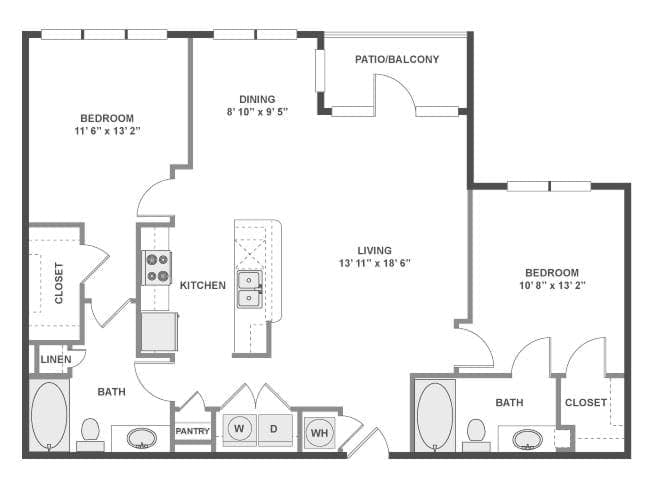 C500 floor plan, 2 Bedroom, 2 Bathroom at AMLI at the Ballpark apartments