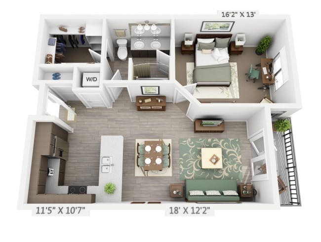 A3a floor plan, 1 Bedroom, 1 Bathroom at AMLI Cherry Creek apartments