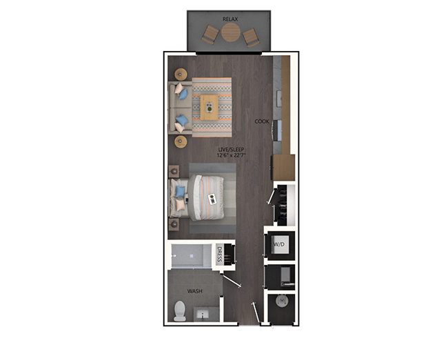 E2 floor plan, Studio, 1 Bathroom at AMLI Broadway Park apartments