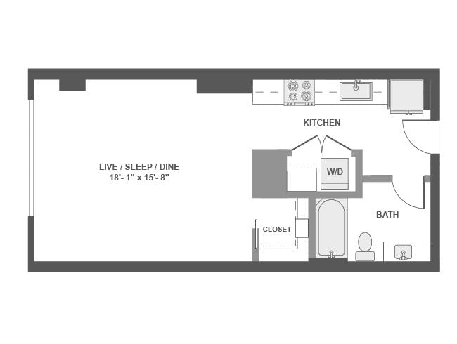 E3 floor plan, Studio, 1 Bathroom at AMLI Arc apartments