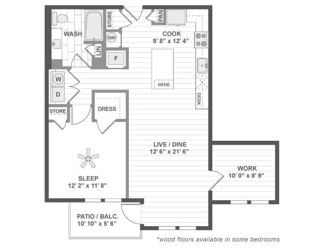 A5D floor plan, 1 Bedroom, 1 Bathroom, Office at AMLI Deerfield apartments