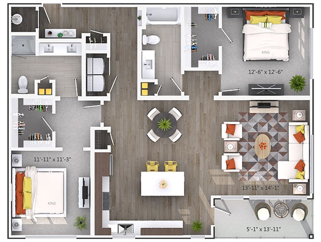 Castlewood floor plan, 2 Bedroom, 2 Bathroom at AMLI Buckhead apartments