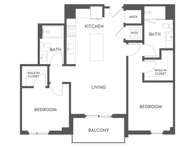 C3 floor plan, 2 Bedroom, 2 Bathroom at AMLI Midtown 29 apartments