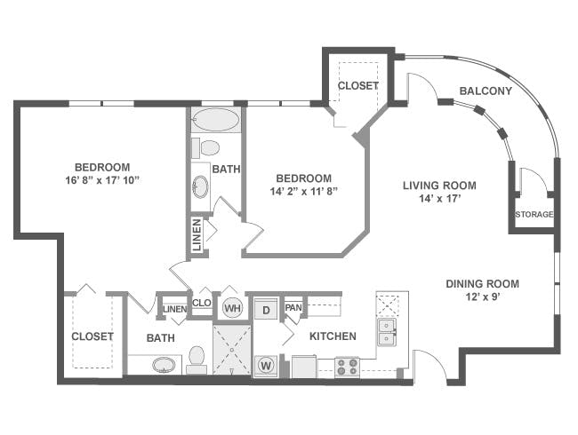 C7 floor plan, 2 Bedroom, 2 Bathroom at AMLI Toscana Place apartments