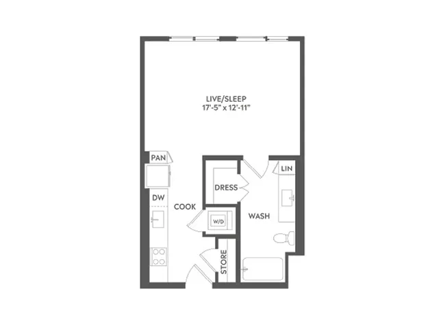 E6 floor plan, Studio, 1 Bathroom at AMLI Art District apartments