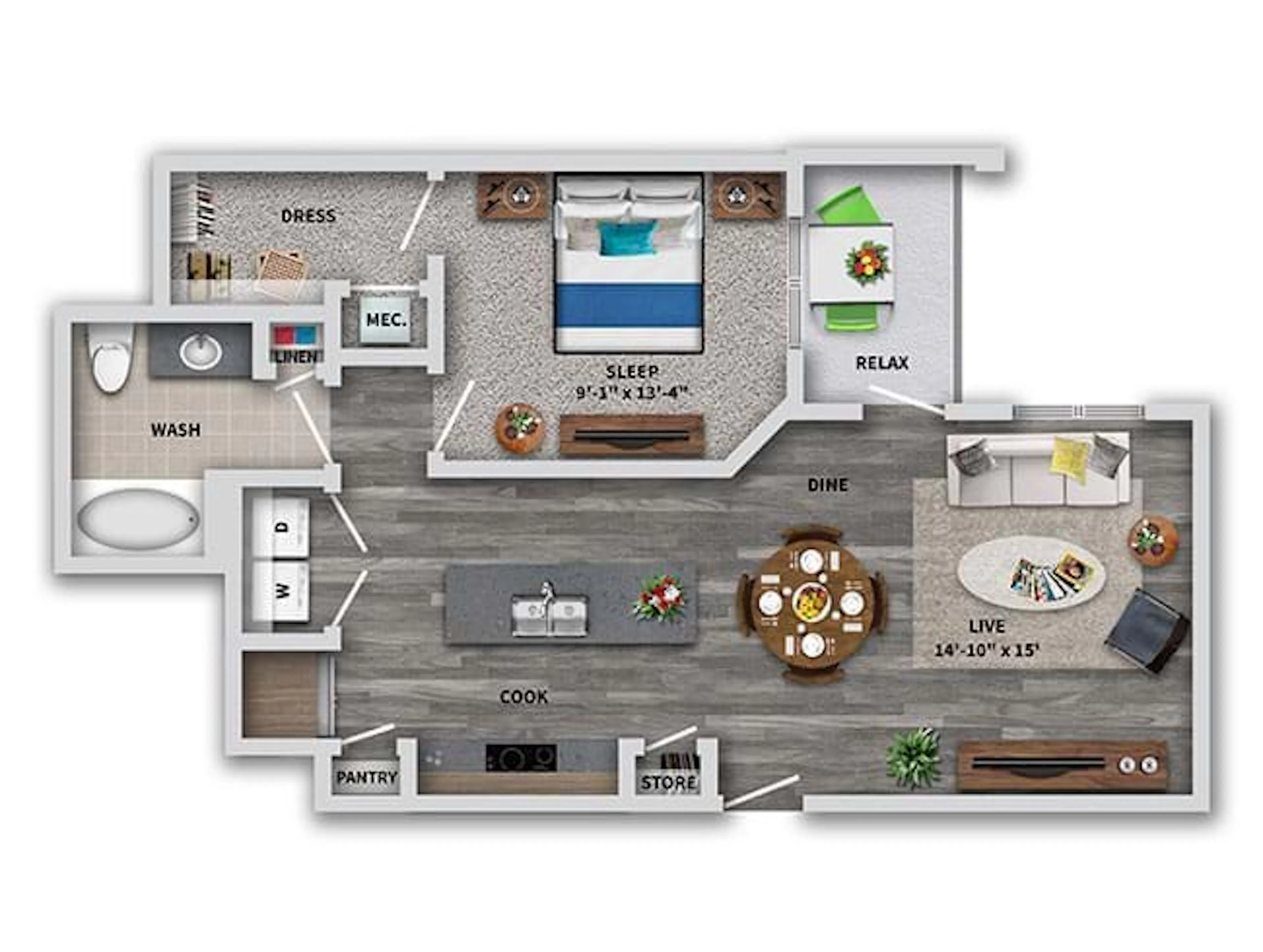 A4 floor plan, 1 Bedroom, 1 Bathroom at AMLI Dry Creek apartments