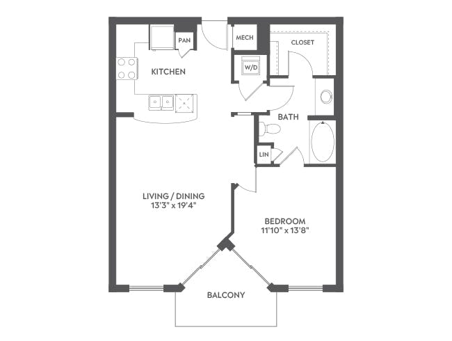 A4 floor plan, 1 Bedroom, 1 Bathroom at AMLI Joya apartments