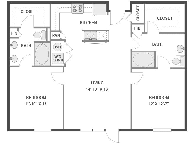 C4a floor plan, 2 Bedroom, 2 Bathroom at AMLI 300 apartments