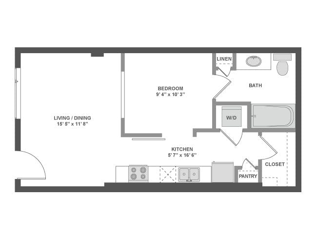 E2 floor plan, Studio, 1 Bathroom at AMLI South Lake Union apartments
