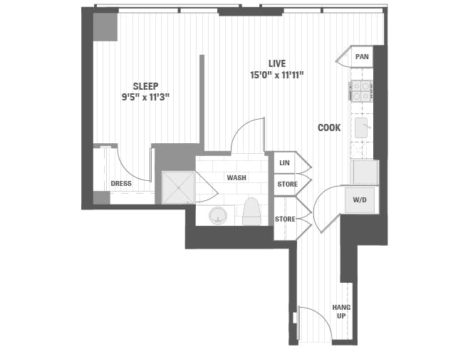 E4c floor plan, Studio, 1 Bathroom at AMLI 808 apartments