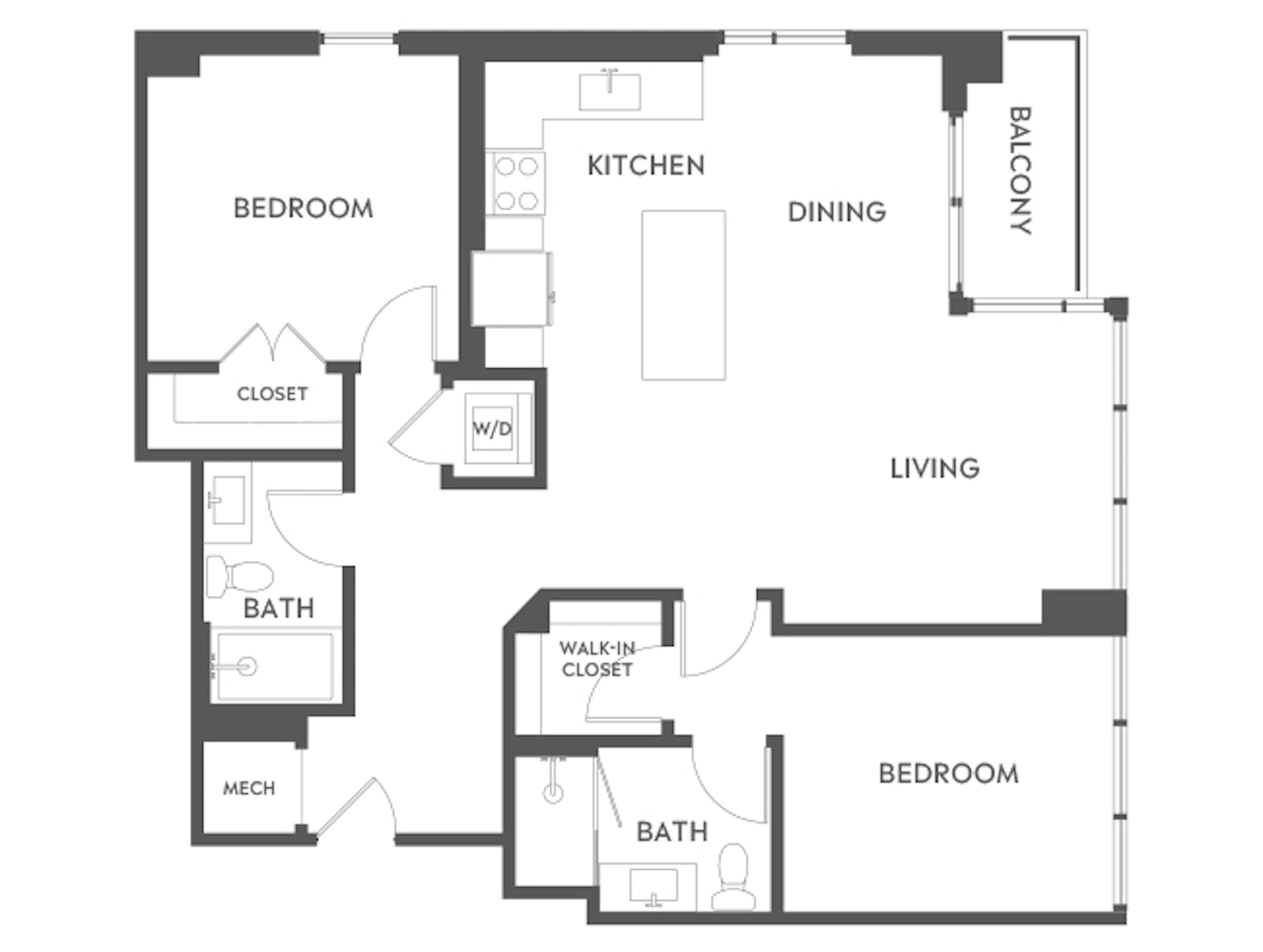 C5 floor plan, 2 Bedroom, 2 Bathroom at AMLI Midtown 29 apartments