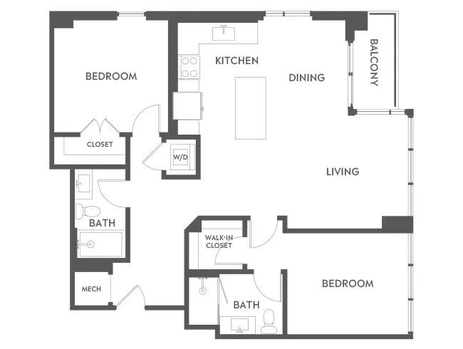 C5 floor plan, 2 Bedroom, 2 Bathroom at AMLI Midtown 29 apartments