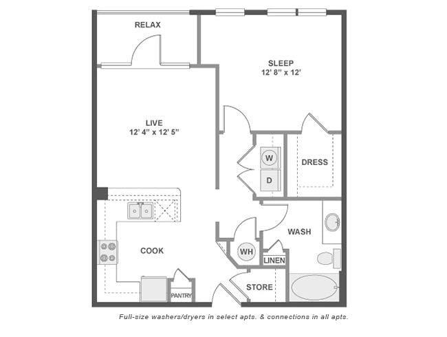 A3a floor plan, 1 Bedroom, 1 Bathroom at AMLI at Mueller apartments