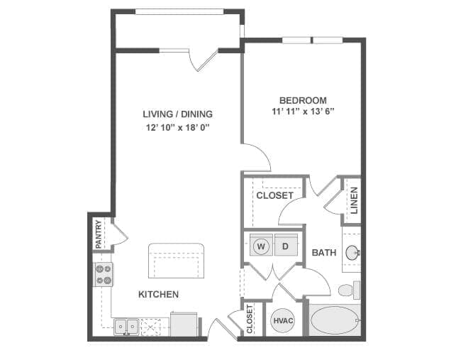 A400 floor plan, 1 Bedroom, 1 Bathroom at AMLI North Point apartments