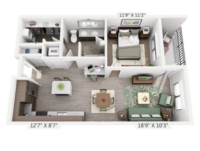 A2 floor plan, 1 Bedroom, 1 Bathroom at AMLI Cherry Creek apartments