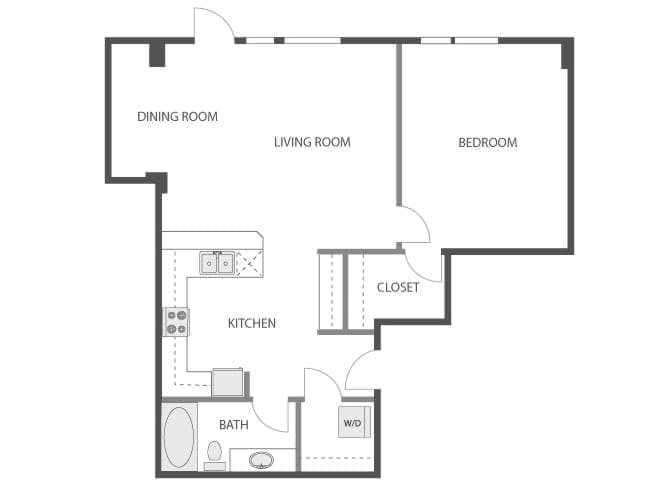 A3f floor plan, 1 Bedroom, 1 Bathroom at AMLI 535 apartments