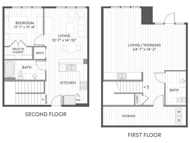 A11LW floor plan, 1 Bedroom, 1 Bathroom, Live/Work at AMLI Branch Park apartments