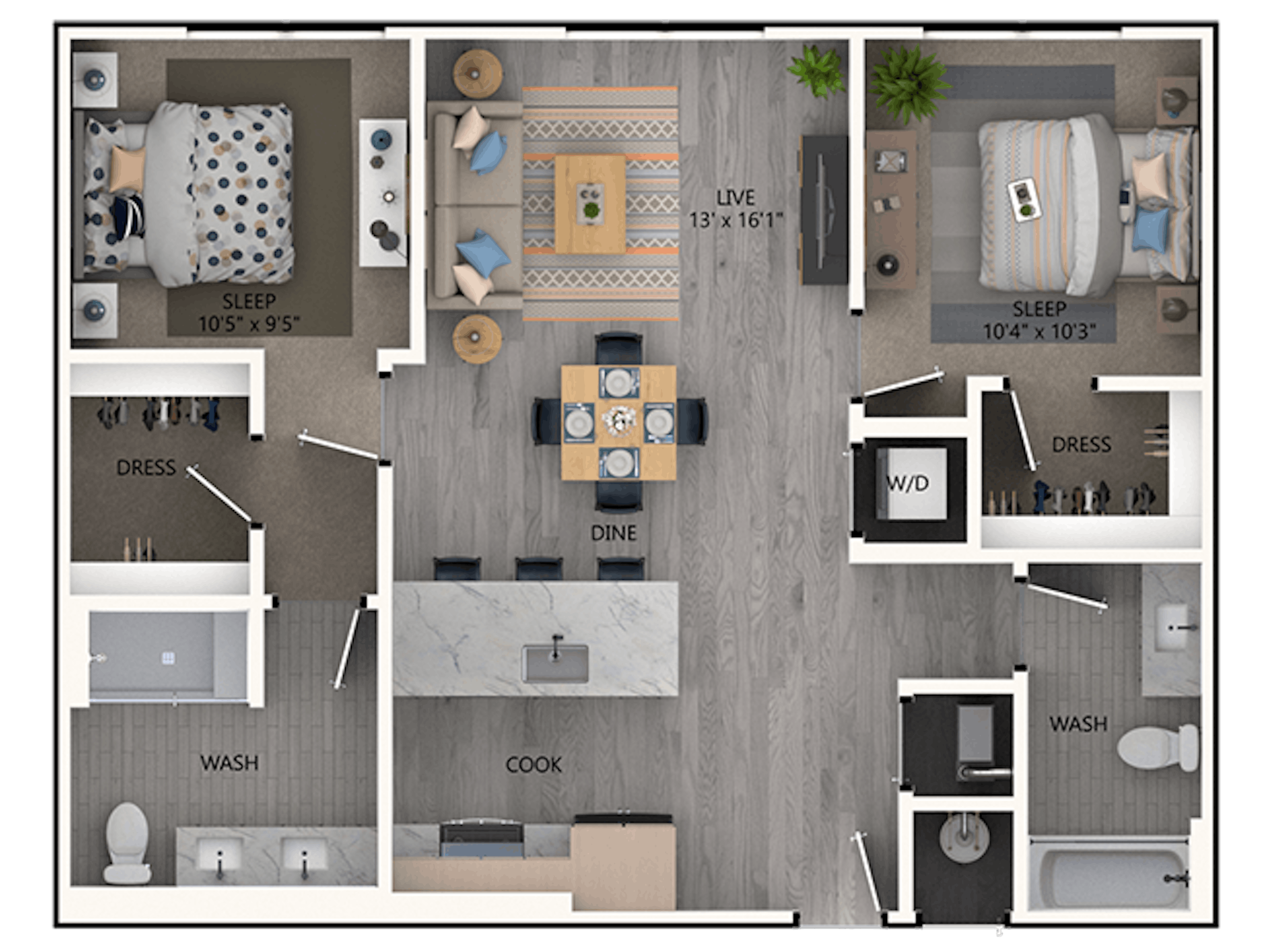 C4 floor plan, 2 Bedroom, 2 Bathroom at AMLI Broadway Park apartments