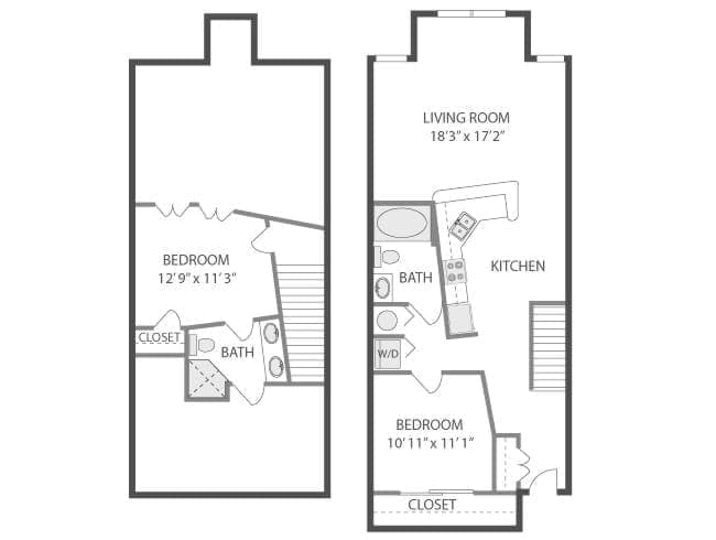 C550 floor plan, 2 Bedroom, 2 Bathroom, Loft at AMLI Lindbergh apartments