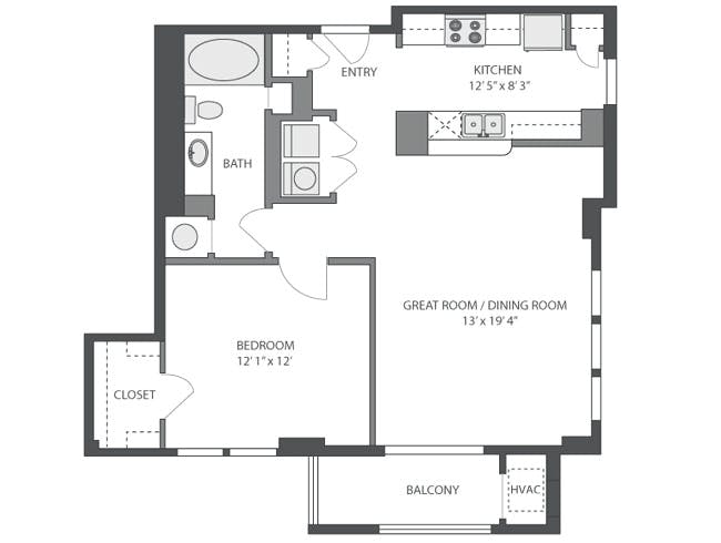 Emerald Bay floor plan, 1 Bedroom, 1 Bathroom at AMLI at Seven Bridges apartments