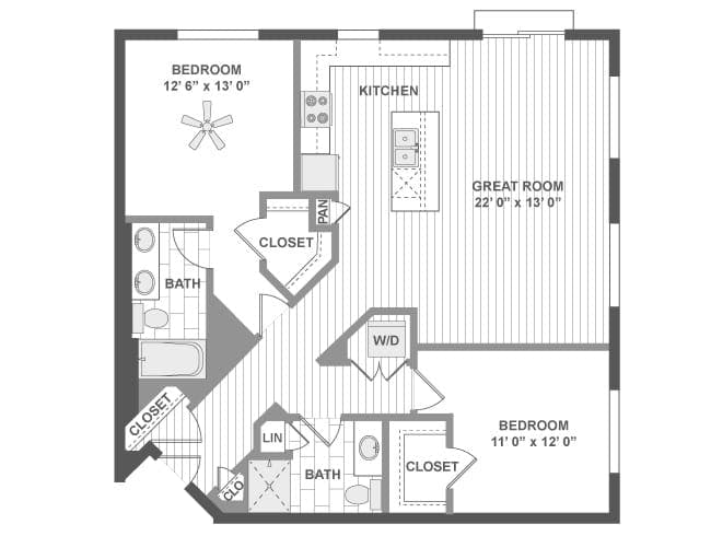 C620 floor plan, 2 Bedroom, 2 Bathroom at AMLI Evanston apartments