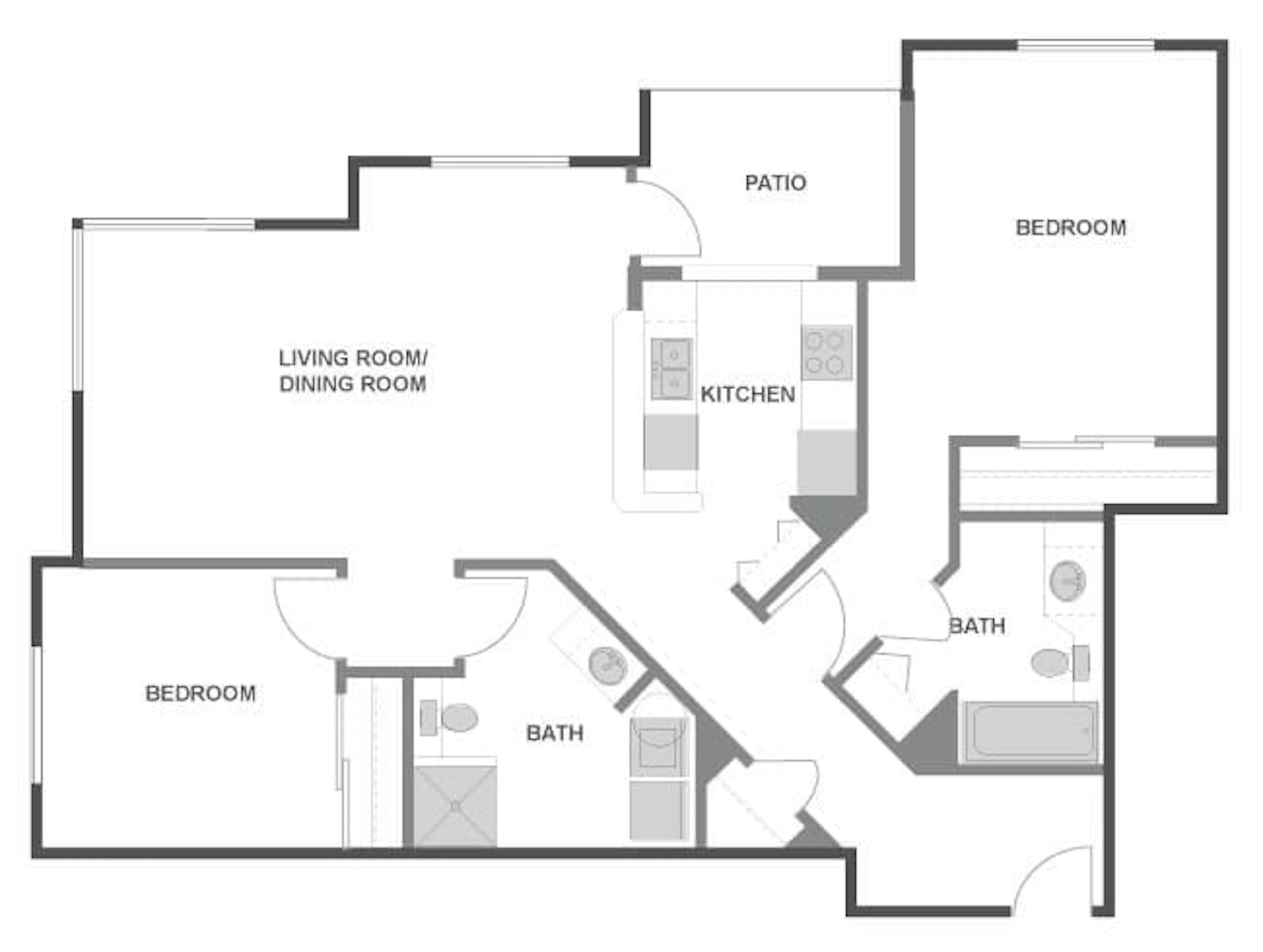 C5 floor plan, 2 Bedroom, 2 Bathroom at AMLI Bellevue Park apartments