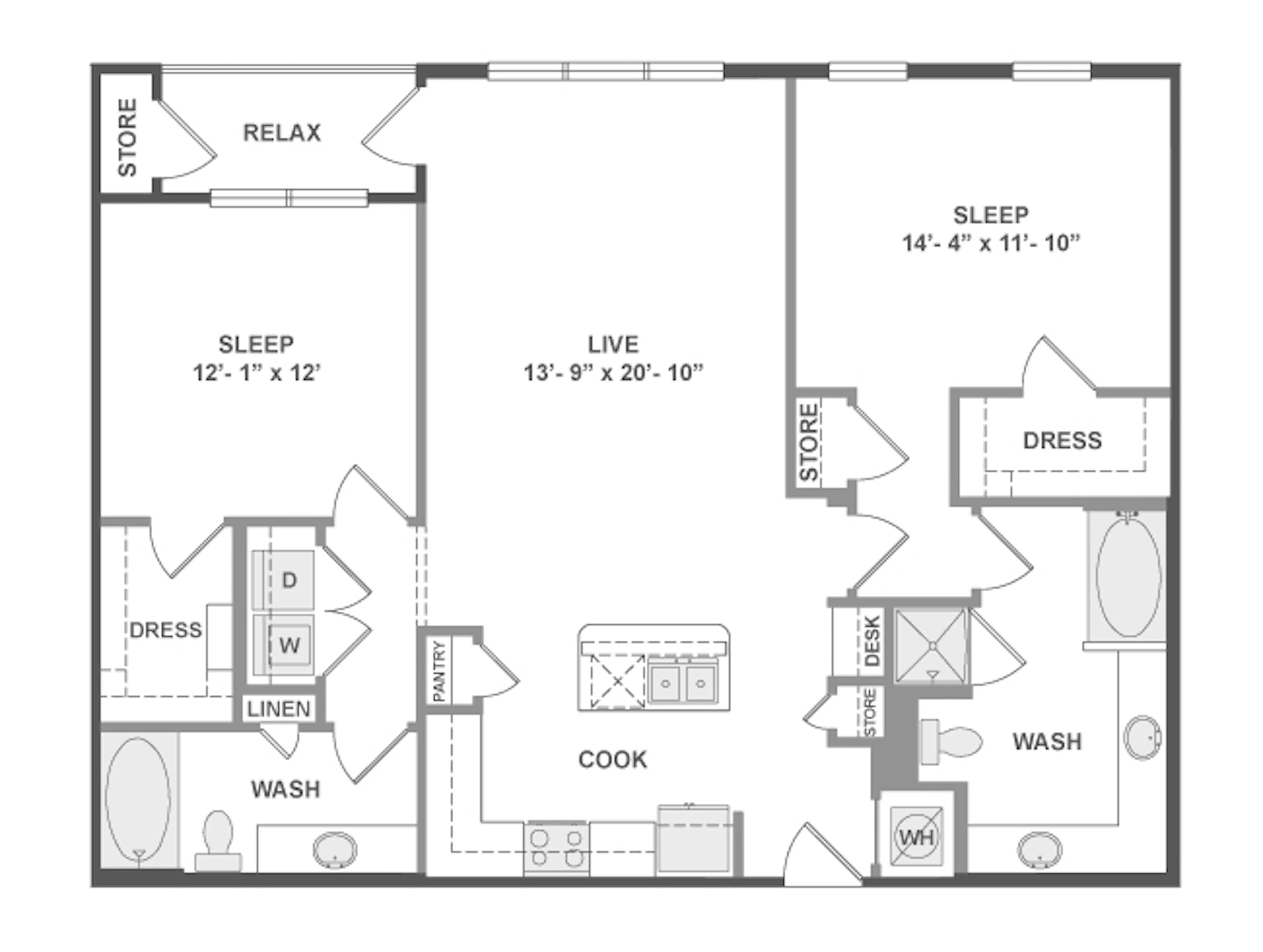 C6b floor plan, 2 Bedroom, 2 Bathroom at AMLI on Aldrich apartments