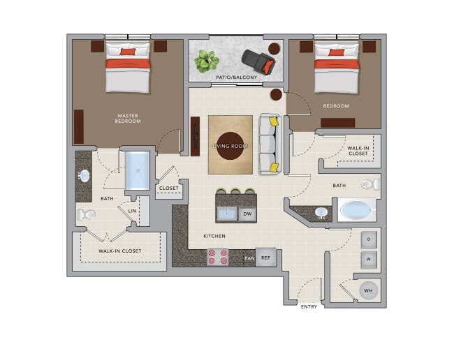 C5d floor plan, 2 Bedroom, 2 Bathroom at AMLI 8800 apartments