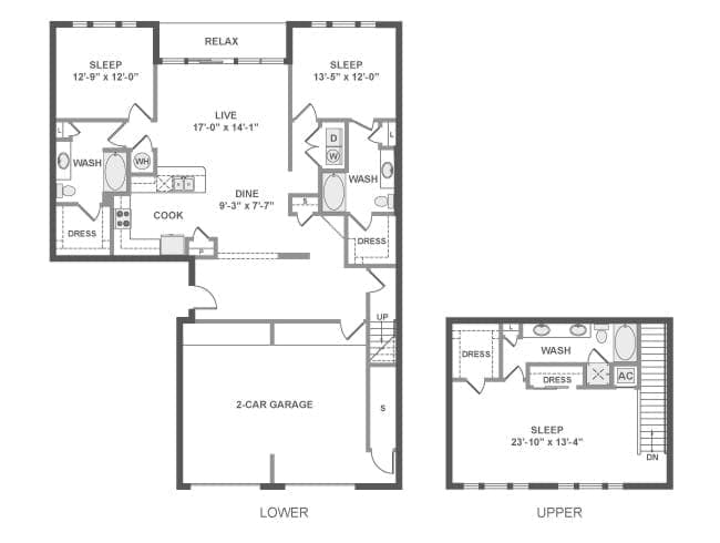 D11TG floor plan, 3 Bedroom, 3 Bathroom, Townhome, Garage  at AMLI Frisco Crossing apartments