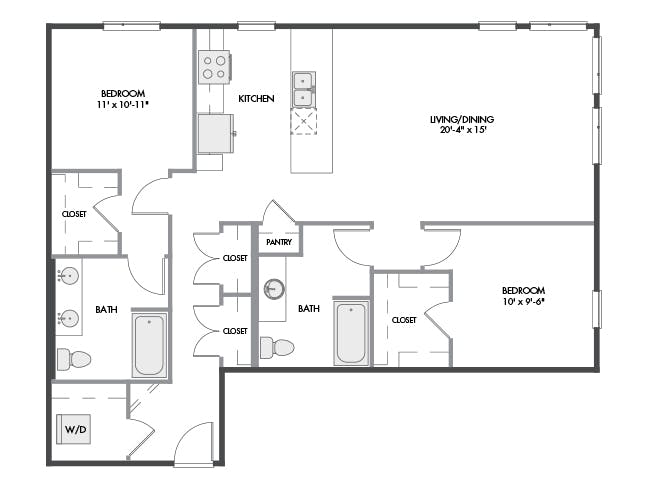 C7 floor plan, 2 Bedroom, 2 Bathroom at AMLI Spring District apartments