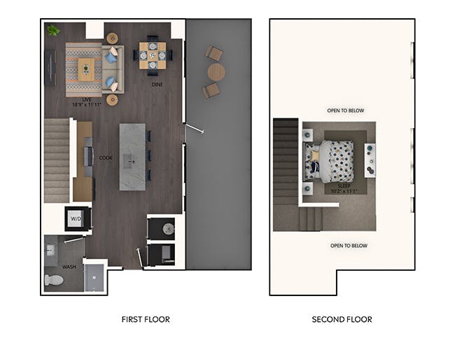 A4bL floor plan, 1 Bedroom, 1 Bathroom, Loft at AMLI Broadway Park apartments
