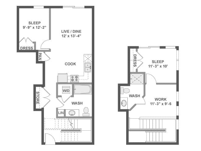 C4LD floor plan, 2 Bedroom, 2 Bathroom, Loft, Office at AMLI Wallingford apartments