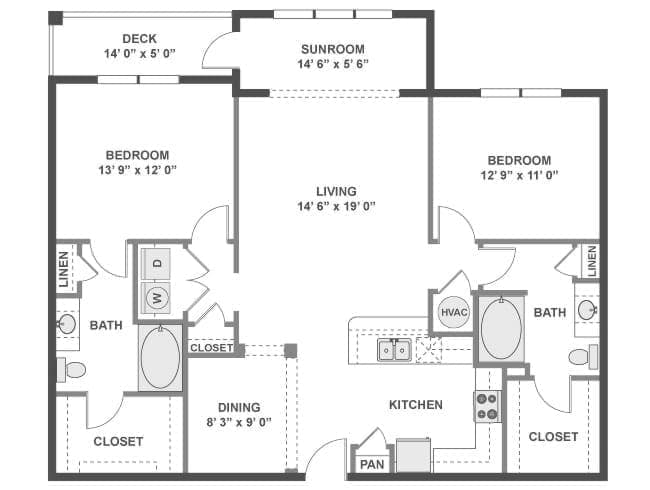 C650 floor plan, 2 Bedroom, 2 Bathroom at AMLI North Point apartments