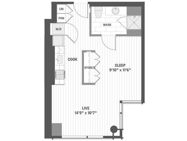 E4 floor plan, Studio, 1 Bathroom at AMLI 808 apartments