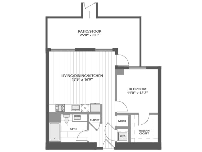 A3a floor plan, 1 Bedroom, 1 Bathroom at AMLI Old Pasadena apartments