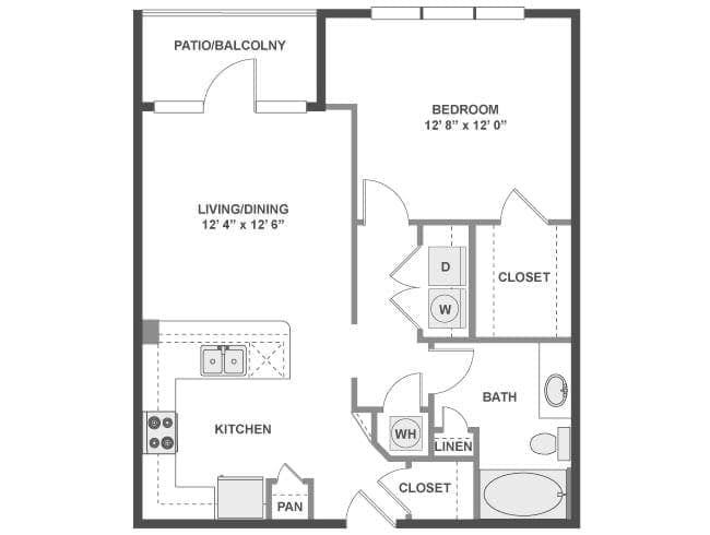 A325 floor plan, 1 Bedroom, 1 Bathroom at AMLI at the Ballpark apartments