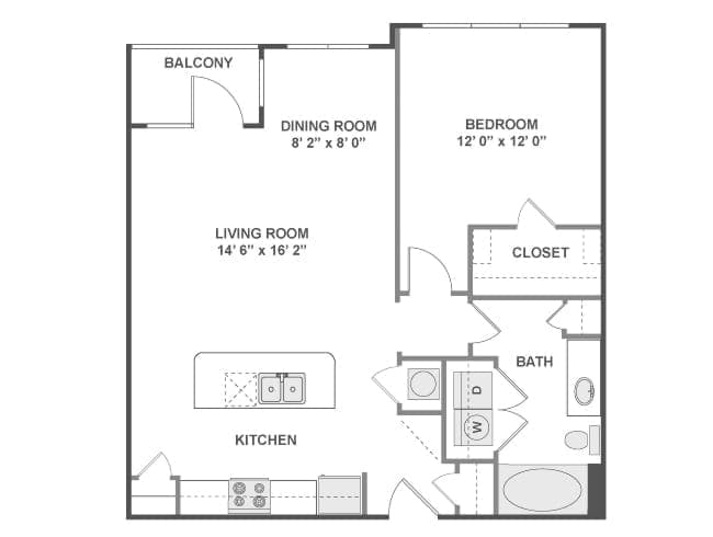A4a floor plan, 1 Bedroom, 1 Bathroom at AMLI at Escena apartments
