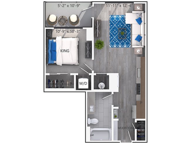 A2a floor plan, 1 Bedroom, 1 Bathroom, Tower at AMLI Lenox apartments