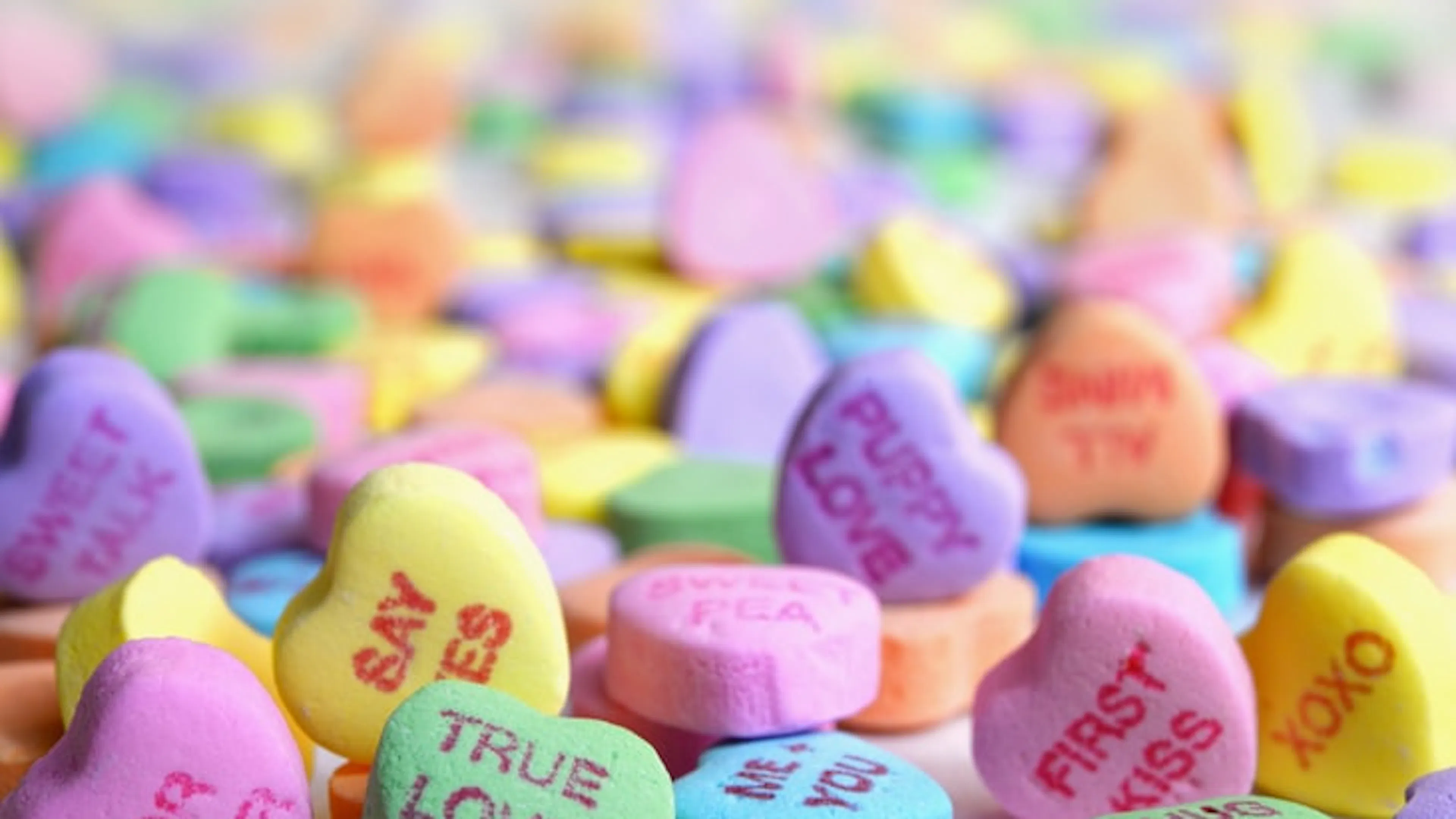 Colorful conversation hearts candy