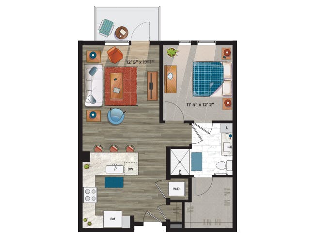 A3g floor plan, 1 Bedroom, 1 Bathroom at AMLI at Uptown apartments