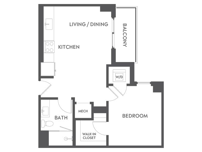 A2 floor plan, 1 Bedroom, 1 Bathroom at AMLI Midtown 29 apartments