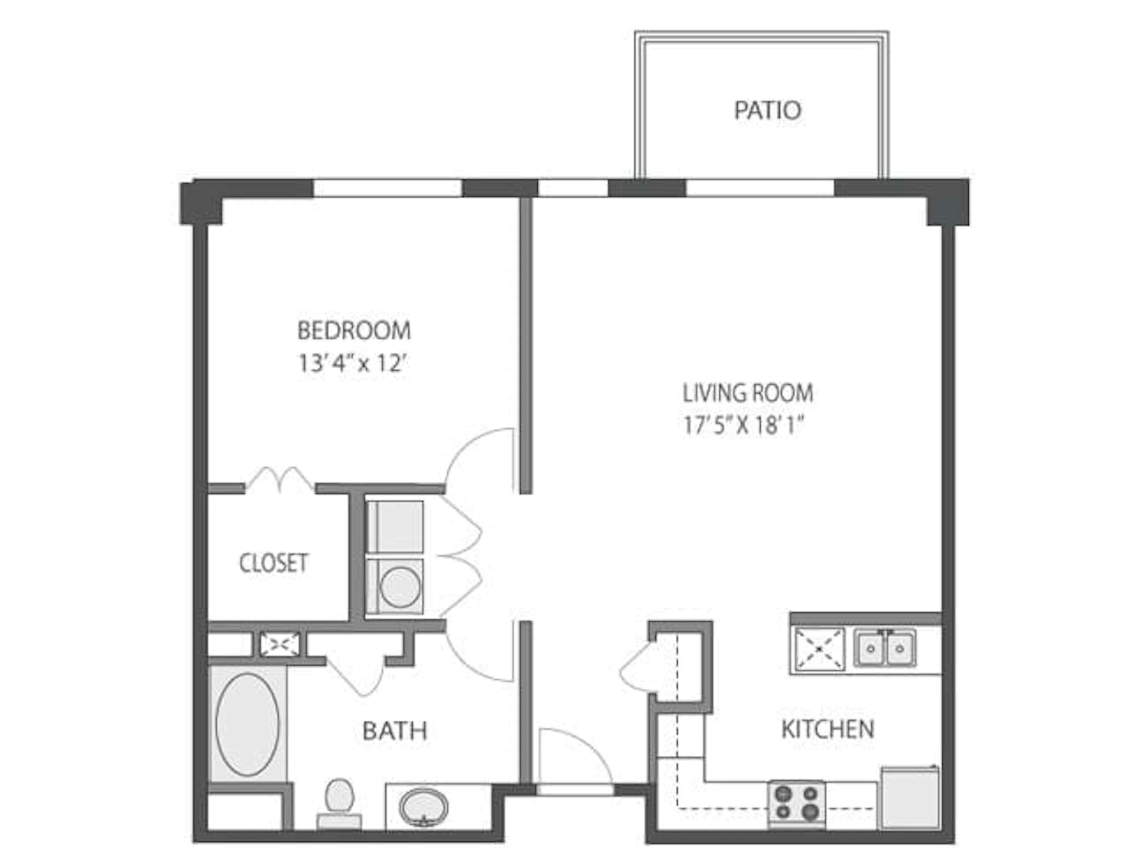 Pecos floor plan, 1 Bedroom, 1 Bathroom at AMLI Downtown apartments