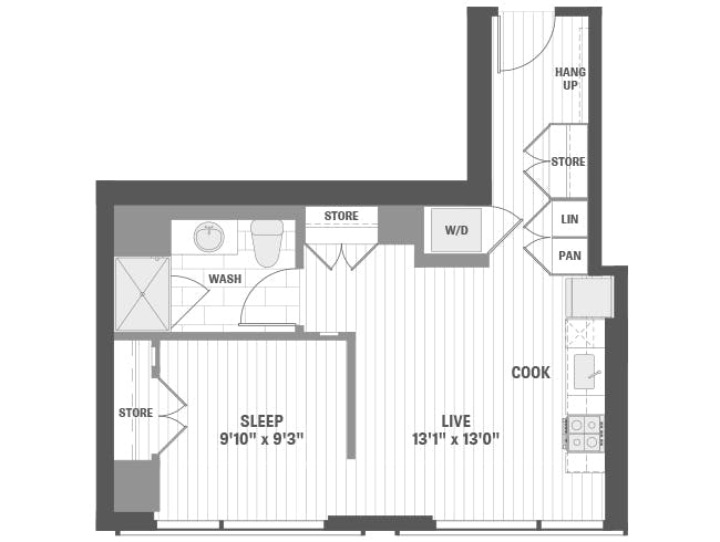 E3j floor plan, Studio, 1 Bathroom at AMLI 808 apartments