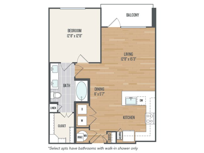 A4 floor plan, 1 Bedroom, 1 Bathroom at AMLI Grapevine apartments
