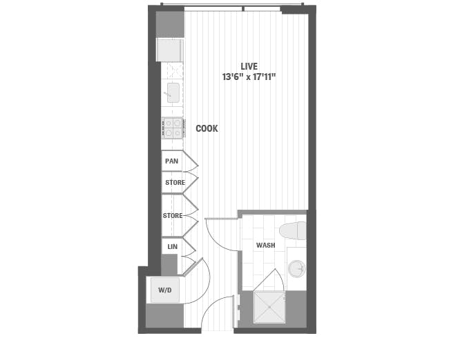 E2eZ floor plan, Studio, 1 Bathroom at AMLI 808 apartments