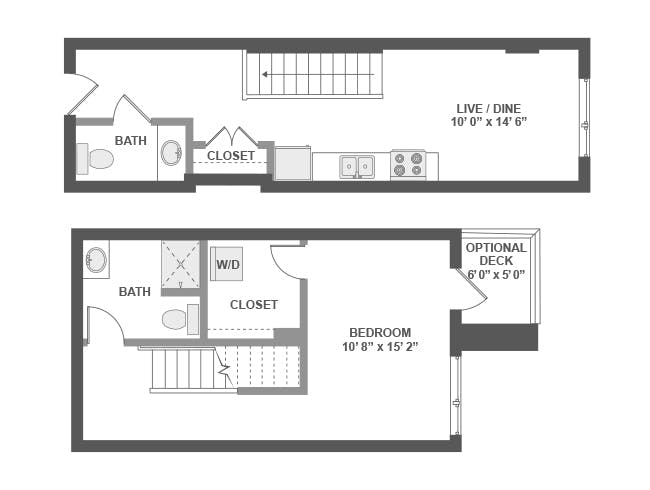 A4TX floor plan, 1 Bedroom, 1 Bathroom, Townhome at AMLI South Lake Union apartments