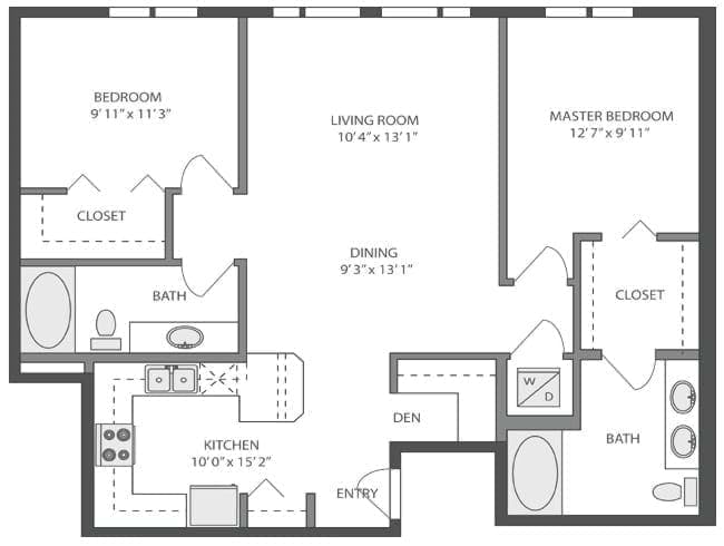 C4D floor plan, 2 Bedroom, 2 Bathroom, Den/Office at AMLI 535 apartments